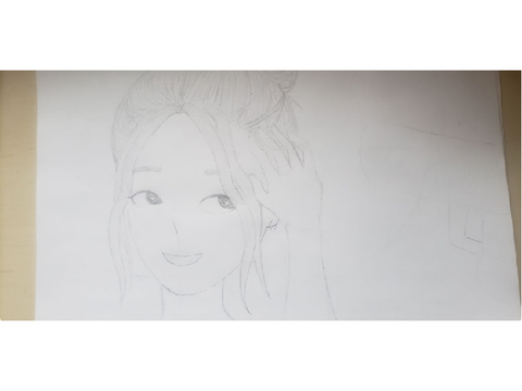 Sketch of a drawing before being ruined