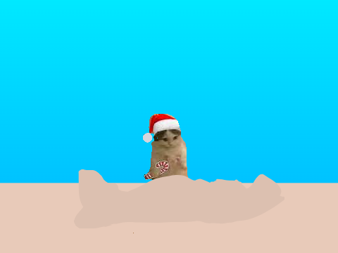 Cat With the destroyed Sand-Castle