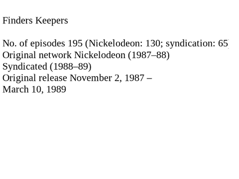 Show of the day: Finders Keepers