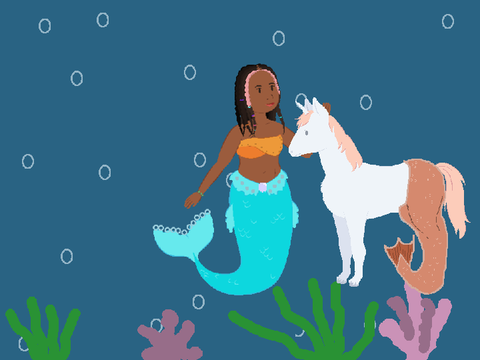 mermaid and sea horse, music time!!!!