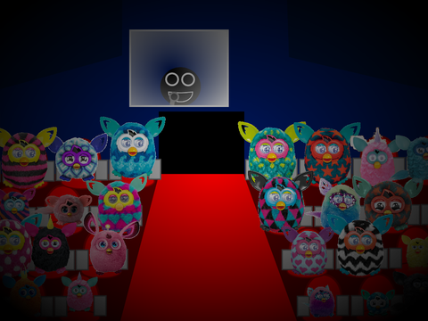 Furby watching a movie!