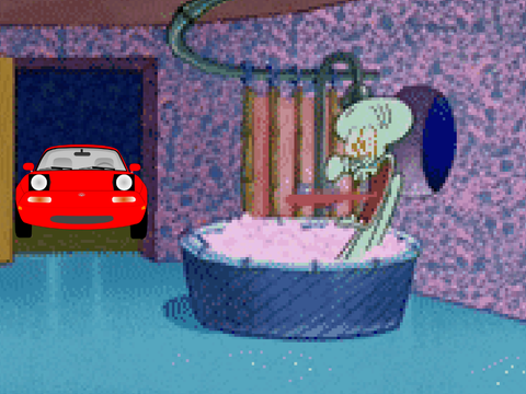 Squidward scream in the bath time Miata