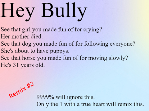 9999% will ignore this, Only the 1 with a true heart will remix #2. remix