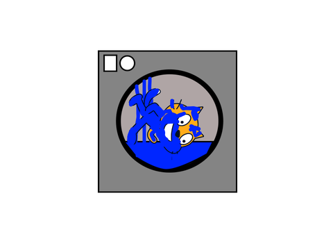 SCRATCH-Cat in washing machine + gets wet + sound effects + rinse & inf timer