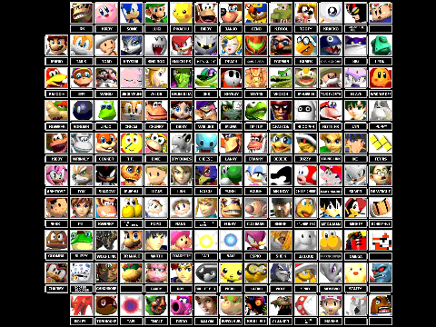Super Smash Bros Character Screen Sprites