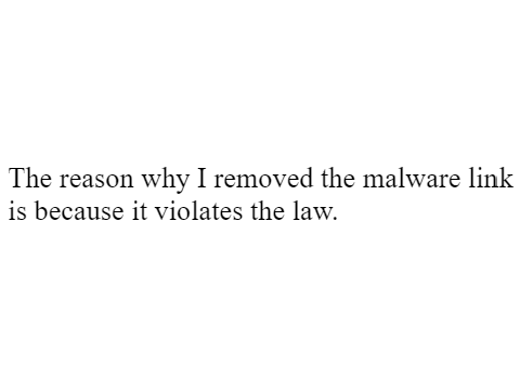 ILOVEYOU Project (Legal Reason On Removing The Malware Link)