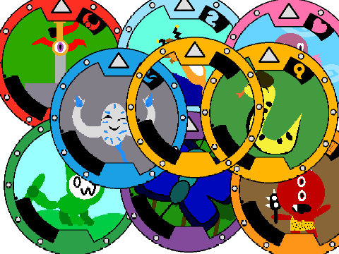 All of my fan-made yokai medals.