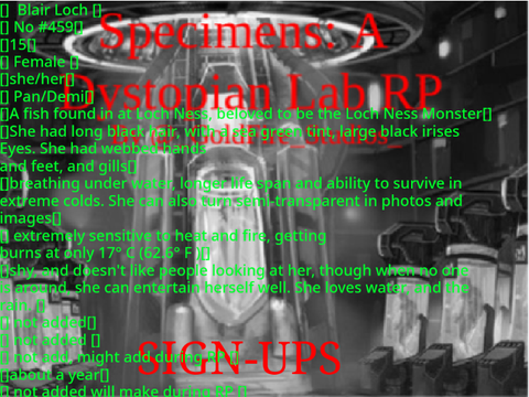 Specimens RP Character 