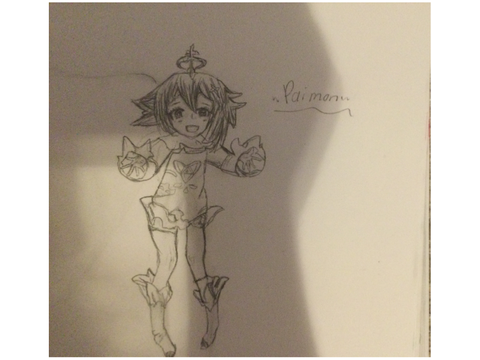 I drew Paimon from Genshin Impact 