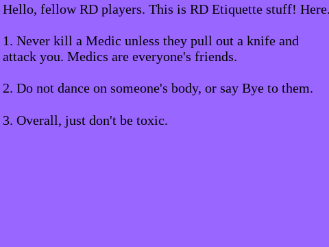 RD Manual: Etiquette