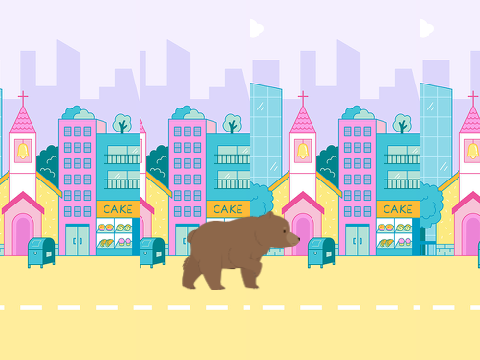 街の中を歩くクマさん