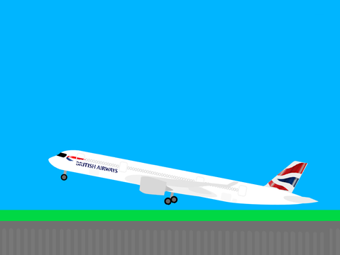 Airbus A350-900 Vector Model side view and 4 liveries + takeoff animation