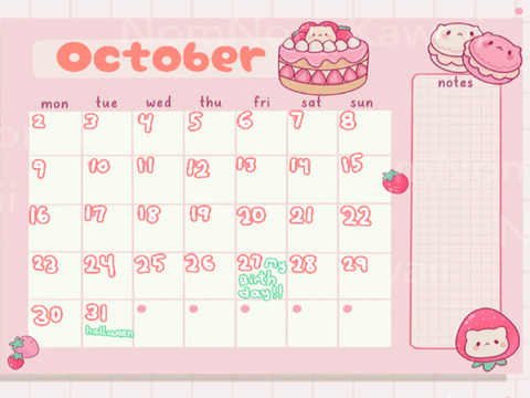 October calendar 