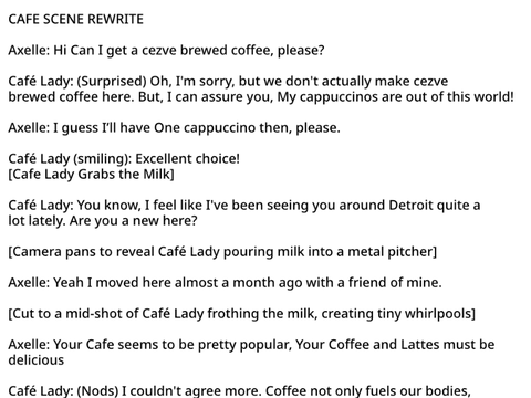 My lines for cafe lady