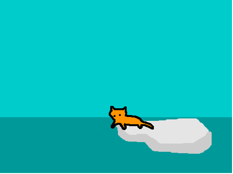cheese cat goes ice fishing