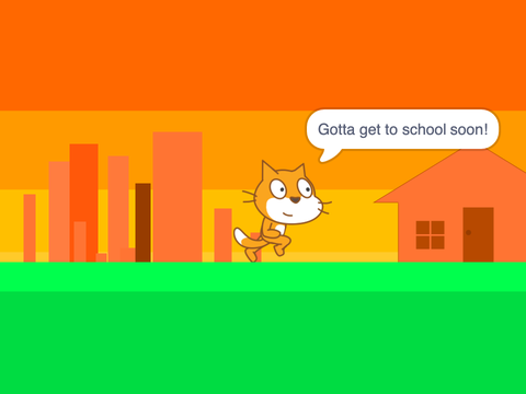 Scratch running to school- a parallax