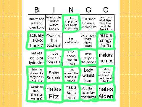 KOTLC Bingo! (Not Mine) 