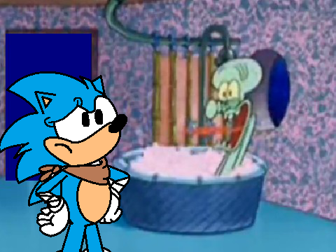 Sonic interupts Squidward's Bath