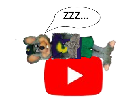 Chuck E. Cheese takes a nap on the youtube logo
