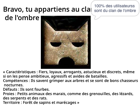 A quel clan appartiens-tu ? PROJET EN COURS DE MODIFICATION