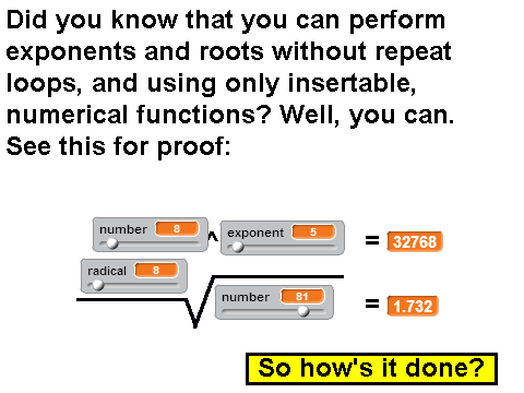 Easy exponents in scratch