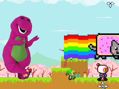 Add yourself running from Barney!