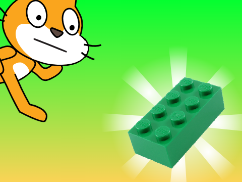 scratch cat steps on lego