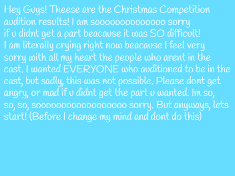 Christmas Auditions RESULTS!