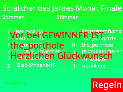 Scratcher des Jahres Monat Finale