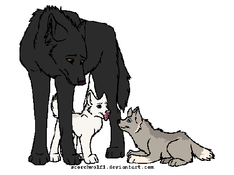 Cinder and pups