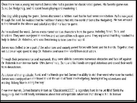 Classic I put your name into AI Story generator