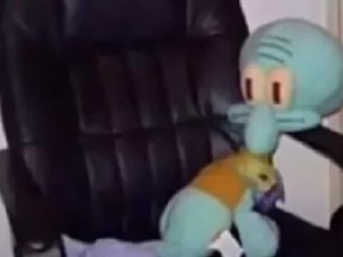 squidward on a chair