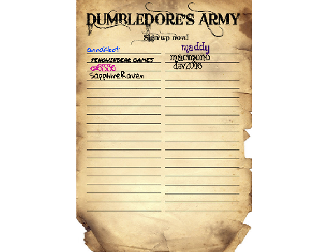Dumbledore's Army Sign Up Sheet remix remix remix remix remix