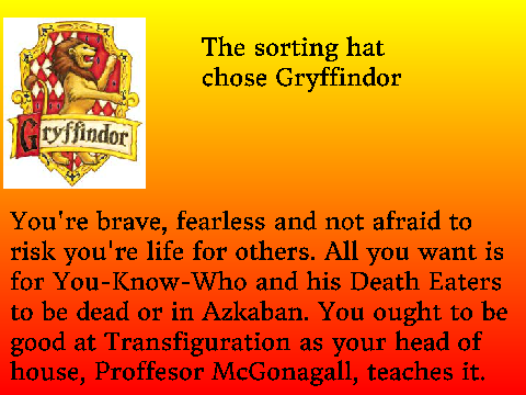 What Hogwarts house are you in?
