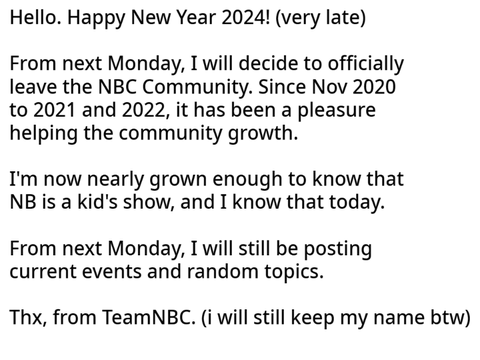 I am officially leaving the NBC Community (2024)