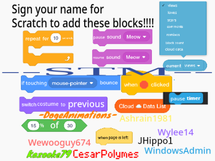 Sign your name for Scratch to add these blocks :l remix