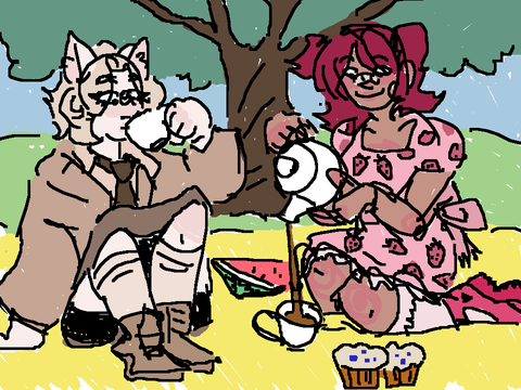dtae strawberry and cat children tea party picnic