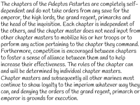 Dictations of the Space Marine chapters