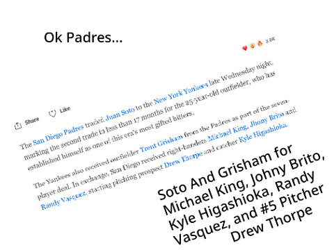 Padres Trade Soto and Grisham to Yankees