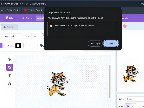 scratch cat turns on light mode