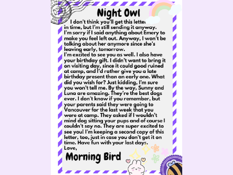 chapter 12 - morning bird + night owl