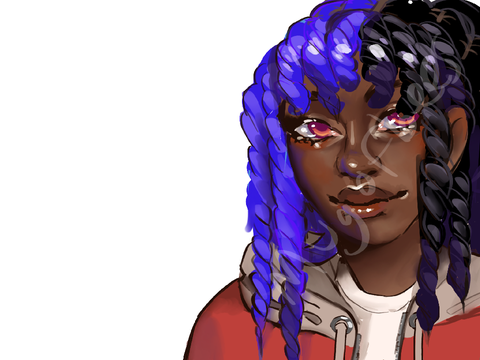 dmce blue twist braids jelly art style procreate