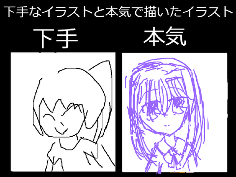 下手なイラストと本気で描いたイラスト remix