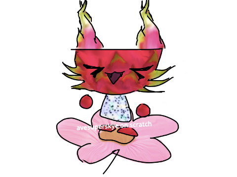 dragon fruit cat doodle