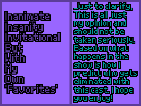 I.I.I. But It's My Favorites. (How I think it'd go.)