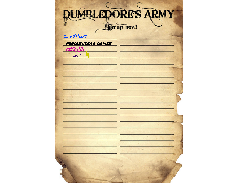 Dumbledore's Army Sign Up Sheet remix remix remix