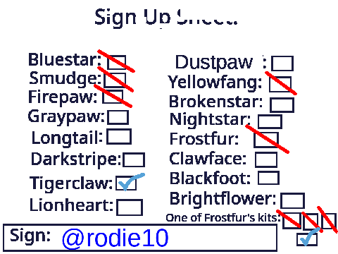 Sign up sheet to voicing in "Into the wild: Movie." remix