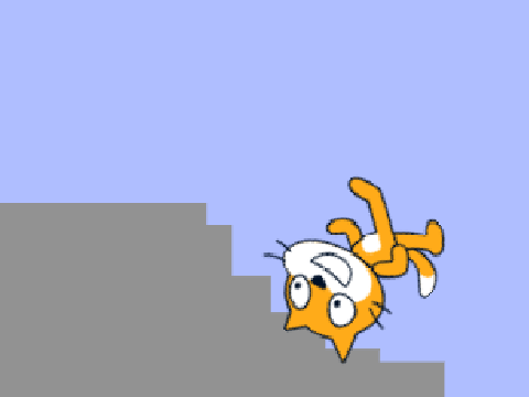 Scratch cat falling down stairs