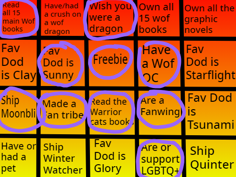Wings of fire bingo!!! remix
