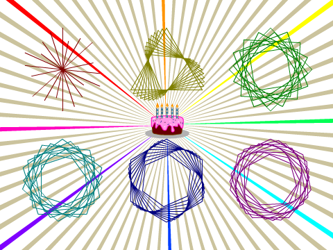 Six 3d spinning shapes